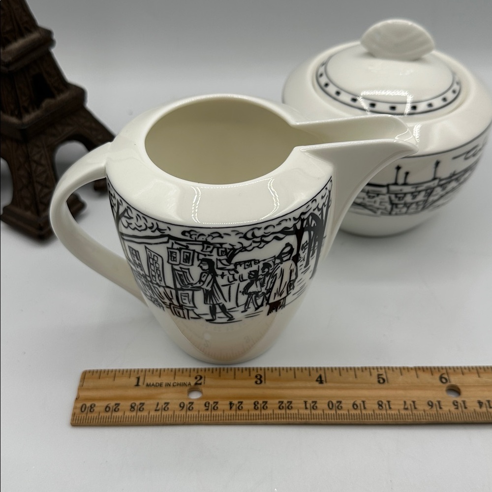 🕶️ HP! Mikasa Paris France Creamer and Sugar. Parisian Scenes - Picture 8 of 15